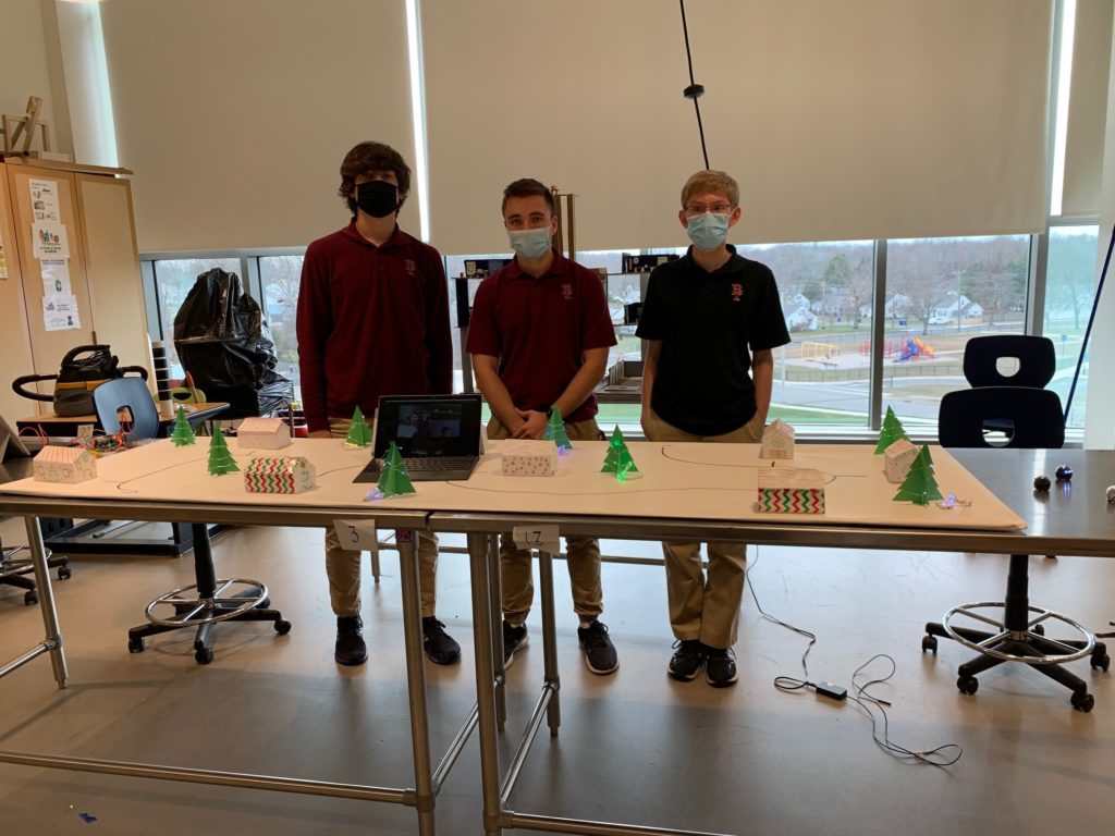 Students use Ozobot Blockly and Color Codes to create a Christmas Village for Evo. STEM activities for high school students