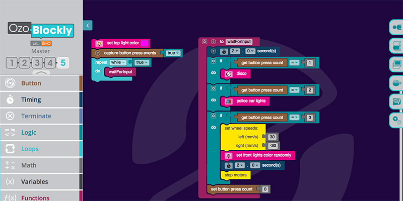 Complete guide to OzoBlockly Mode 5