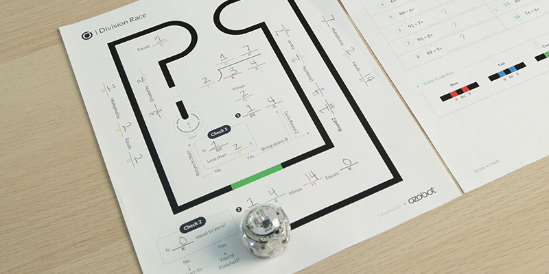 A picture from the math video lesson Division Race for kids in grade 3 by Ozobot.