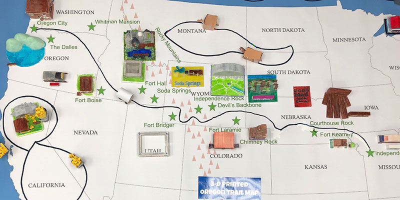 A 3D printed map of the Oregon Trail
