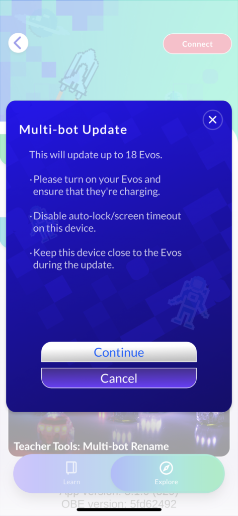 Evo app multi-bot update guide for iOS devices