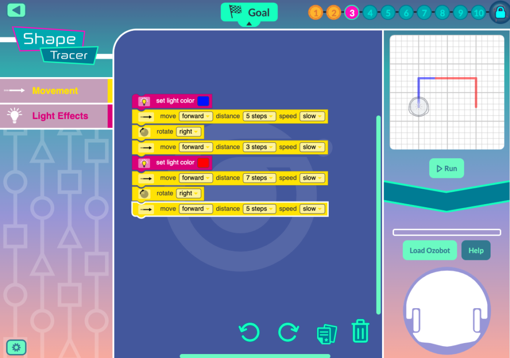 ShapeTracer 1 robot simulator: A picture of level 3 tips and tricks