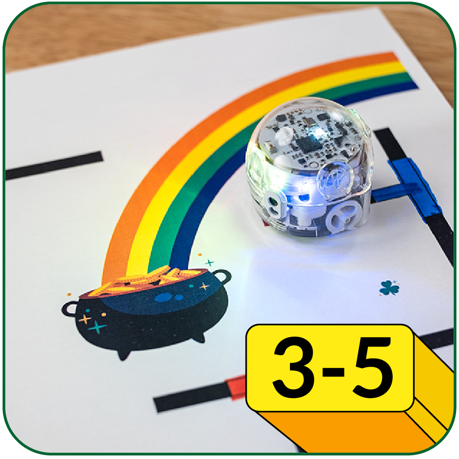 Students use Blockly program conditionals and move Ozobot to the pot of gold. For grades 3-5.