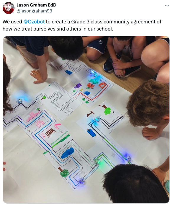 Third graders build a community with Ozobot Color Codes
