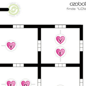 July Lesson Spotlight 2023: a picture of a part of the Ozobot Finds Love lesson map