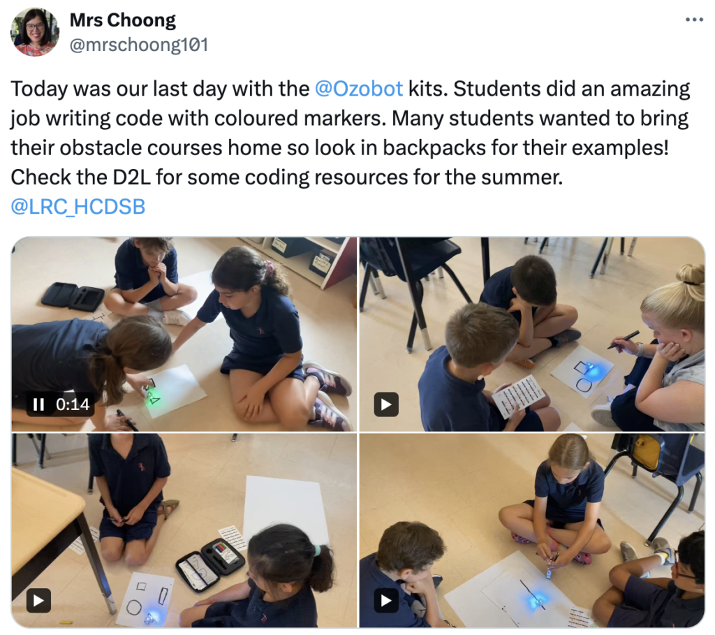 A picture collage of students using Evo Classroom Kits and writing Color Codes for Evo to follow