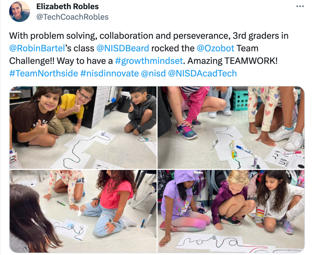 September OzoThings 2023: students collaborate to make a course for their Evo robot.