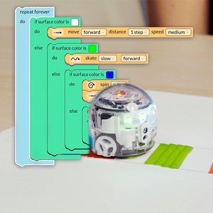 A picture from Introduction to OzoBlockly 06: Variables lesson for grades 6-12.