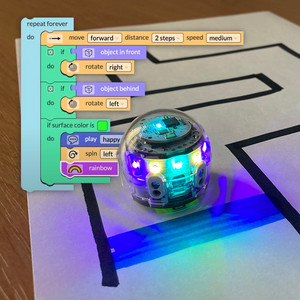 A picture of Evo from Introduction to OzoBlockly 08: Skills Check 2 lesson for grades 3-5