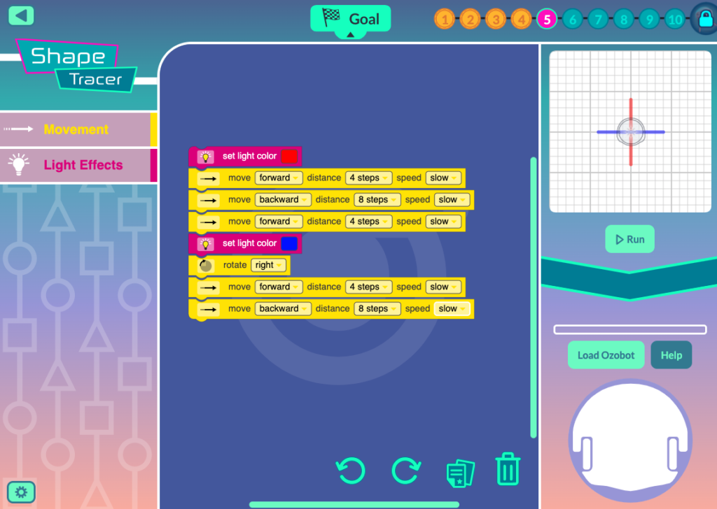 ShapeTracer 1 Robot Simulator: A picture from Level 5 Tips and Tricks