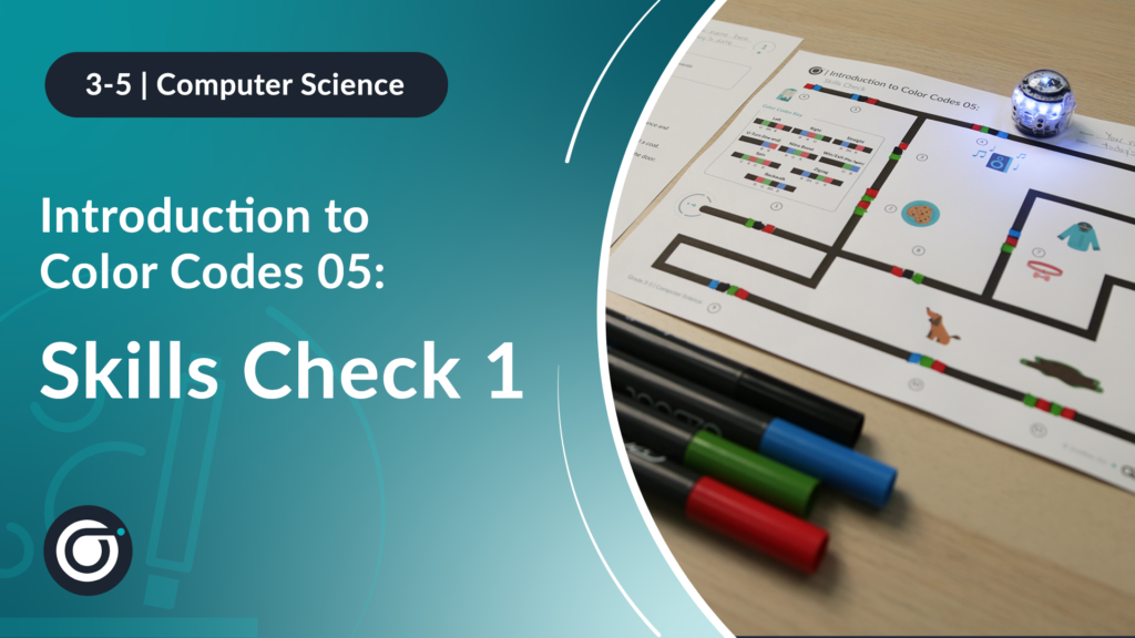 Introduction to Color Codes Skills Check 1 STEAM and computer science activity for 3rd - 5th grade students