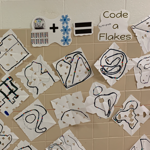 Our favorite holiday lessons created by teachers: A picture from the STEAM lesson Code-A-Flake for students in grades K-4